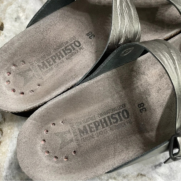 MEPHISTO Silver Helen Leather Comfort Sandals EU 38 - Picture 6 of 14